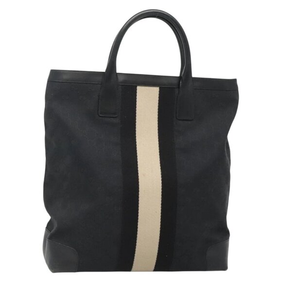 GUCCI GG Canvas Sherry Line Tote Bag Black Silver 002 1093 Auth bs27572 - Picture 1 of 16